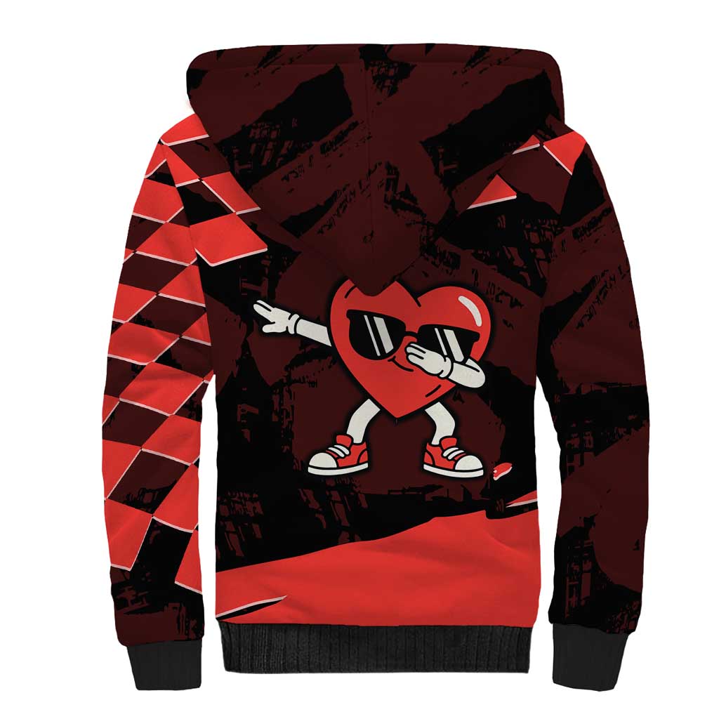 Six Seven Bruh Heart Sherpa Hoodie 67 Meme Cool Valentine’s Day Character Dabbing