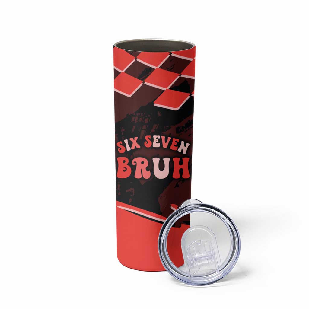 Six Seven Bruh Heart Skinny Tumbler 67 Meme Cool Valentine’s Day Character Dabbing
