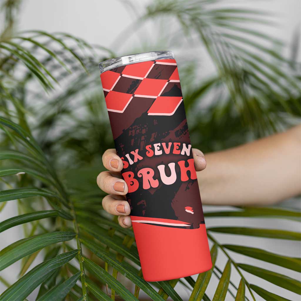 Six Seven Bruh Heart Skinny Tumbler 67 Meme Cool Valentine’s Day Character Dabbing