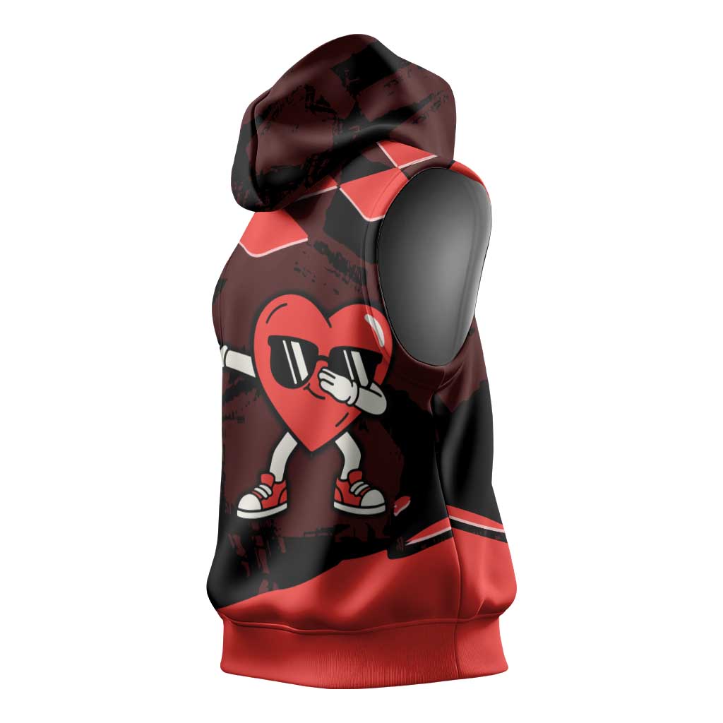 Six Seven Bruh Heart Sleeveless Hoodie 67 Meme Cool Valentine’s Day Character Dabbing