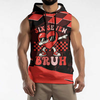 Six Seven Bruh Heart Sleeveless Hoodie 67 Meme Cool Valentine’s Day Character Dabbing