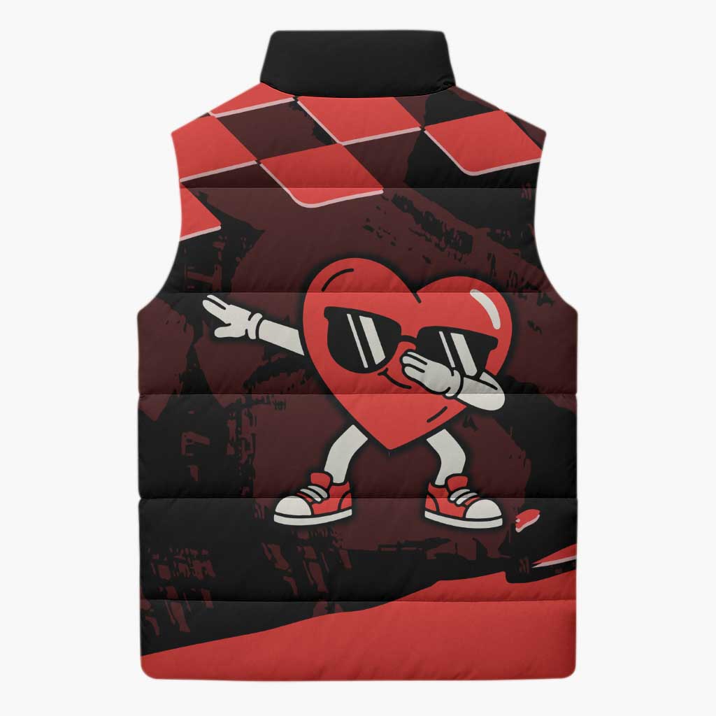 Six Seven Bruh Heart Sleeveless Puffer Jacket 67 Meme Cool Valentine’s Day Character Dabbing
