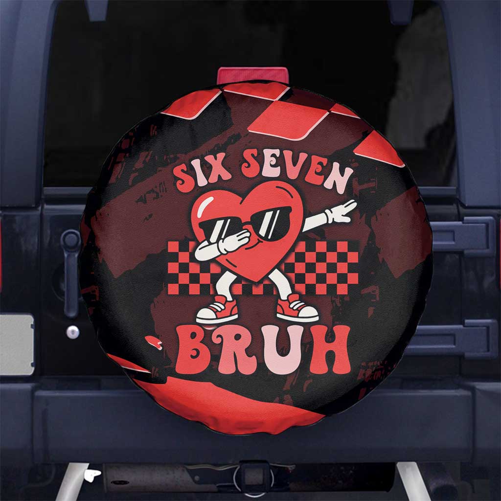 Six Seven Bruh Heart Spare Tire Cover 67 Meme Cool Valentine’s Day Character Dabbing