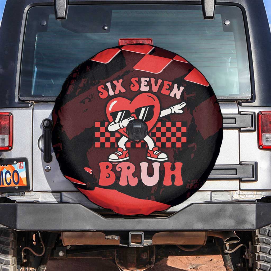 Six Seven Bruh Heart Spare Tire Cover 67 Meme Cool Valentine’s Day Character Dabbing