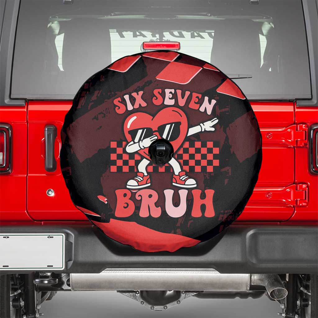 Six Seven Bruh Heart Spare Tire Cover 67 Meme Cool Valentine’s Day Character Dabbing