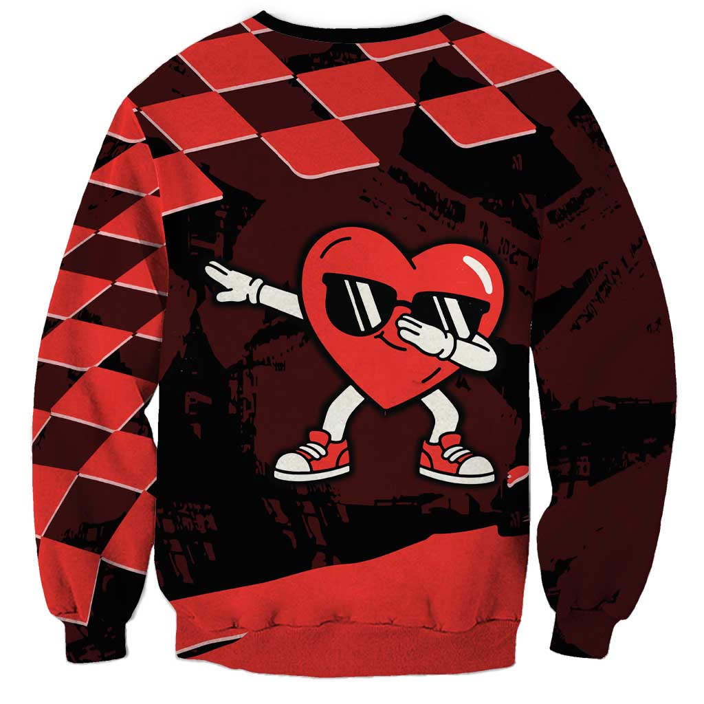 Six Seven Bruh Heart Sweatshirt 67 Meme Cool Valentine’s Day Character Dabbing