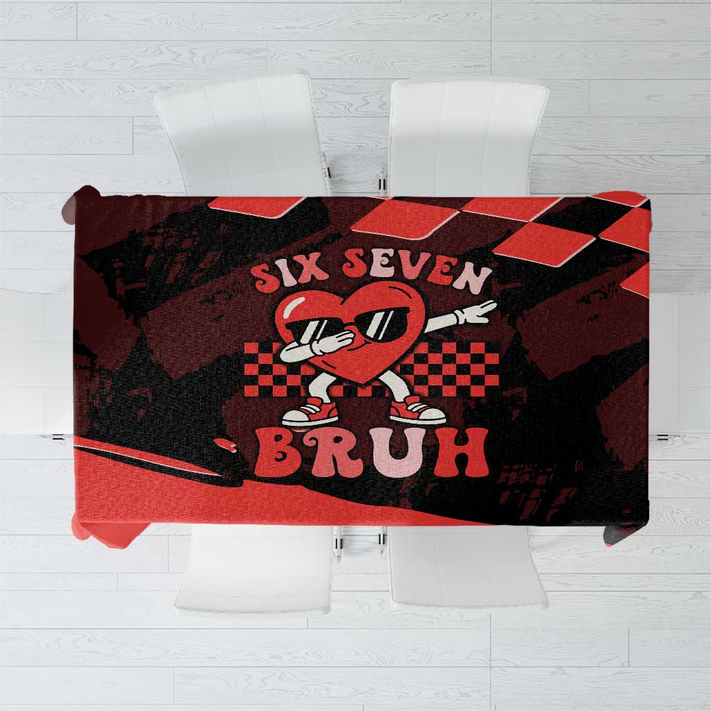 Six Seven Bruh Heart Tablecloth 67 Meme Cool Valentine’s Day Character Dabbing