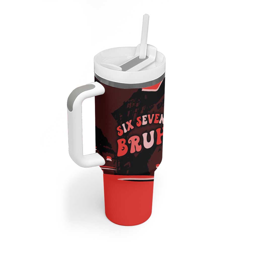 Six Seven Bruh Heart Tumbler With Handle 67 Meme Cool Valentine’s Day Character Dabbing