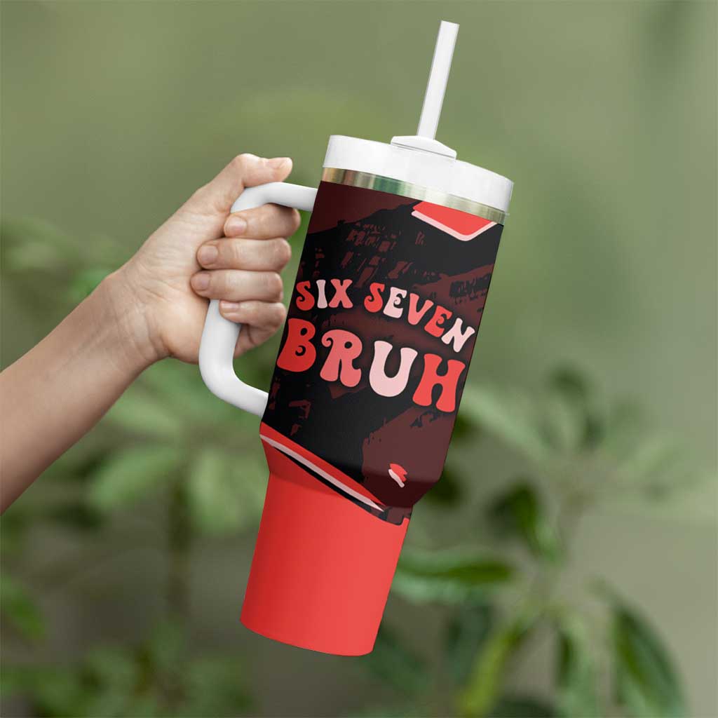 Six Seven Bruh Heart Tumbler With Handle 67 Meme Cool Valentine’s Day Character Dabbing