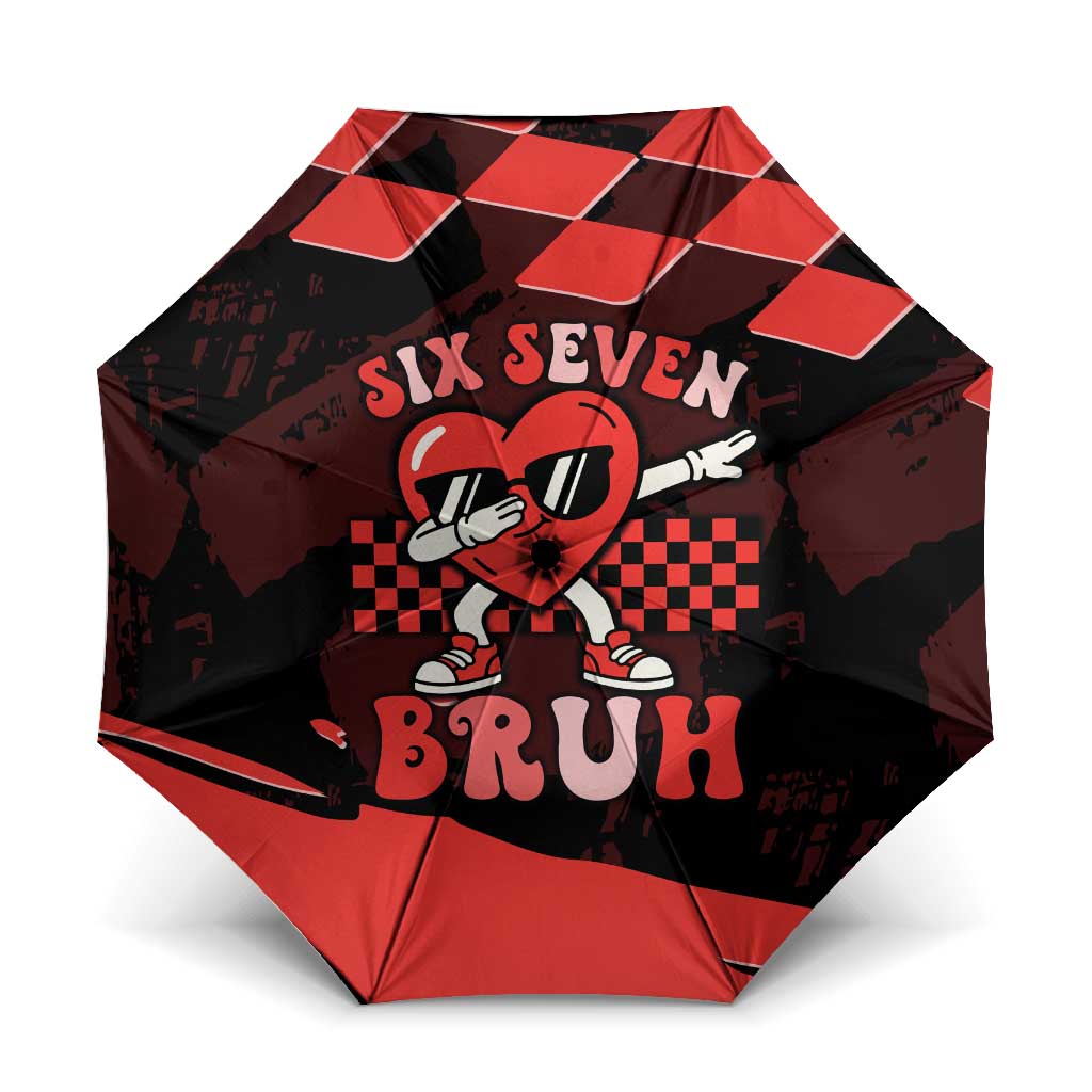 Six Seven Bruh Heart Umbrella 67 Meme Cool Valentine’s Day Character Dabbing