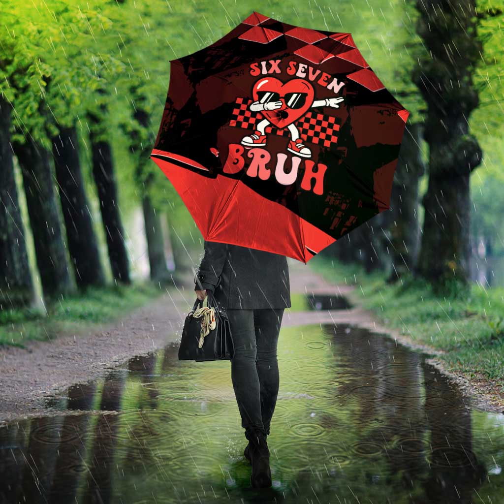 Six Seven Bruh Heart Umbrella 67 Meme Cool Valentine’s Day Character Dabbing