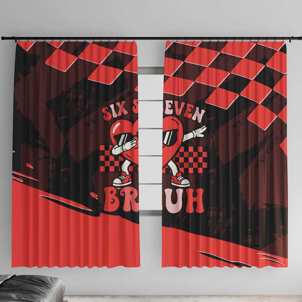 Six Seven Bruh Heart Window Curtain 67 Meme Cool Valentine’s Day Character Dabbing
