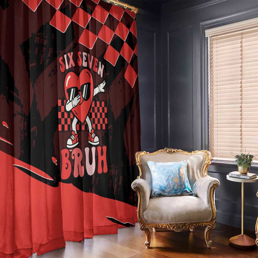 Six Seven Bruh Heart Window Curtain 67 Meme Cool Valentine’s Day Character Dabbing