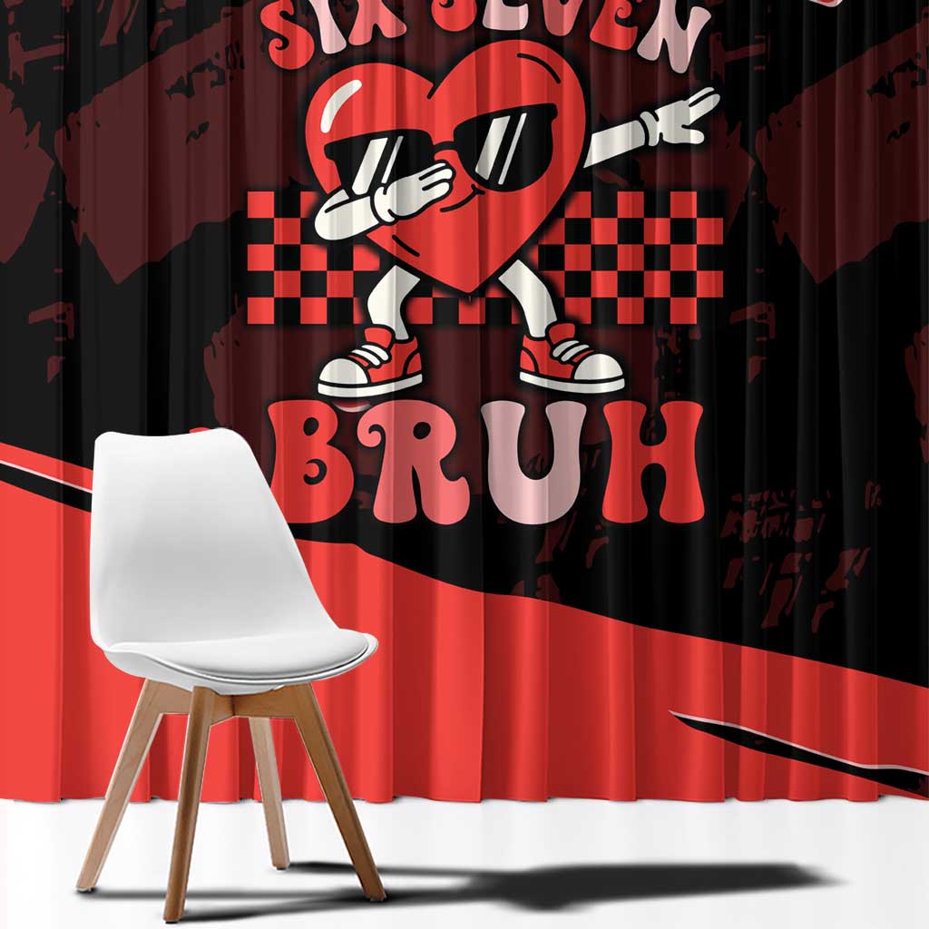 Six Seven Bruh Heart Window Curtain 67 Meme Cool Valentine’s Day Character Dabbing