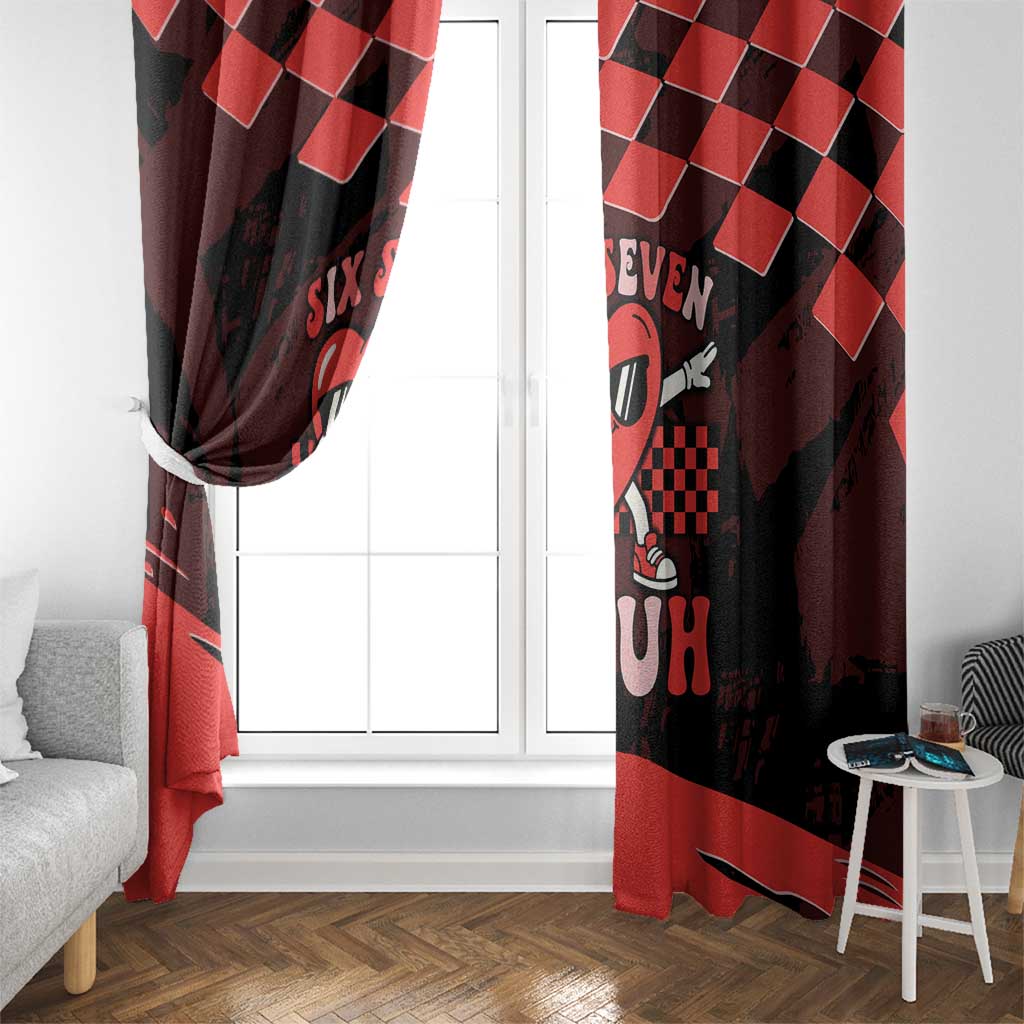 Six Seven Bruh Heart Window Curtain 67 Meme Cool Valentine’s Day Character Dabbing