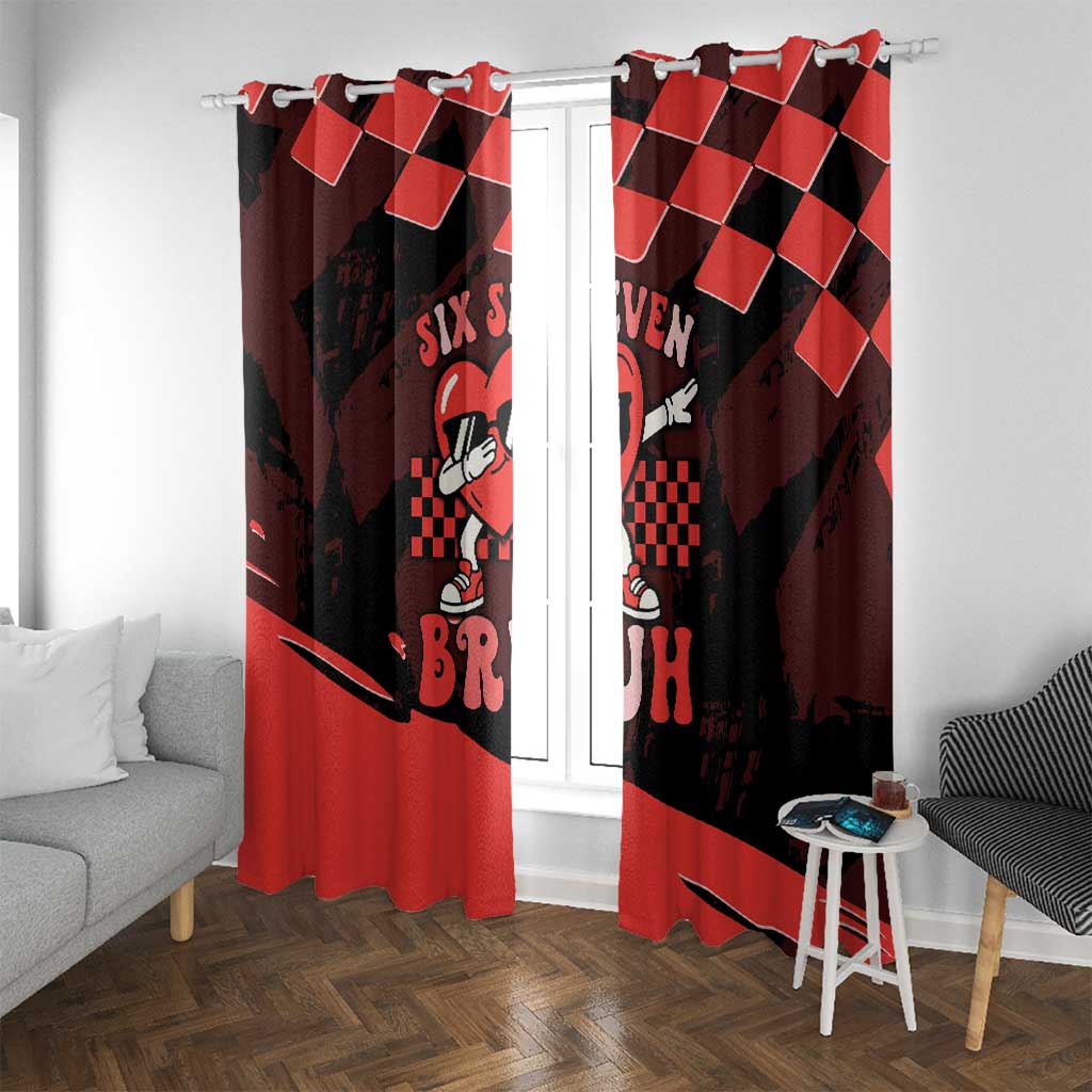 Six Seven Bruh Heart Window Curtain 67 Meme Cool Valentine’s Day Character Dabbing