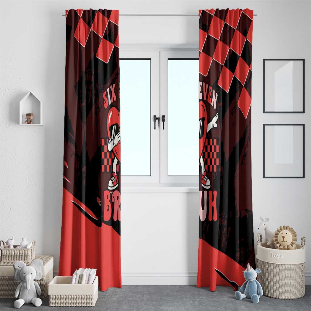 Six Seven Bruh Heart Window Curtain 67 Meme Cool Valentine’s Day Character Dabbing