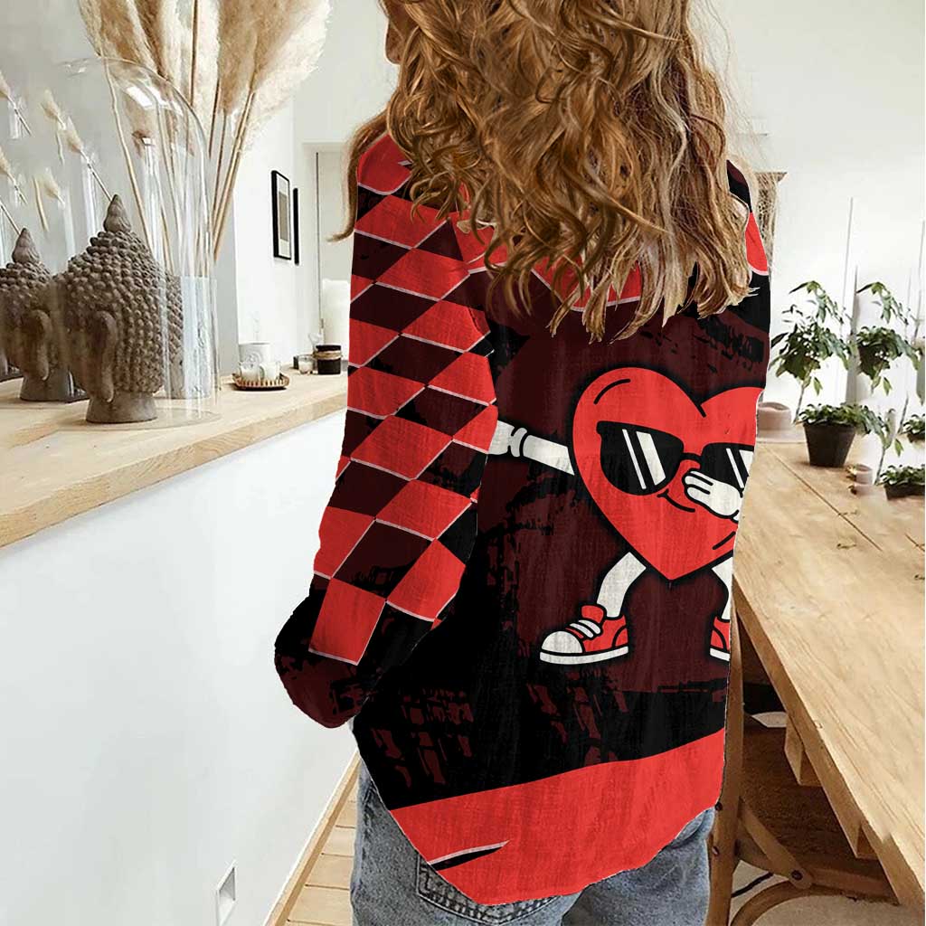Six Seven Bruh Heart Women Casual Shirt 67 Meme Cool Valentine’s Day Character Dabbing