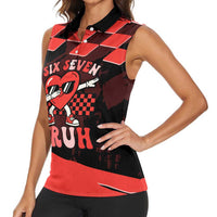 Six Seven Bruh Heart Women Sleeveless Polo Shirt 67 Meme Cool Valentine’s Day Character Dabbing