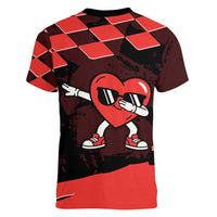 Six Seven Bruh Heart Women V-Neck T-Shirt 67 Meme Cool Valentine’s Day Character Dabbing