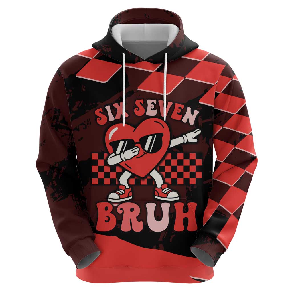 Six Seven Bruh Heart Zip Hoodie 67 Meme Cool Valentine’s Day Character Dabbing