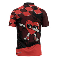 Six Seven Bruh Heart Zipper Polo Shirt 67 Meme Cool Valentine’s Day Character Dabbing