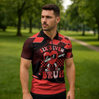 Six Seven Bruh Heart Zipper Polo Shirt 67 Meme Cool Valentine’s Day Character Dabbing