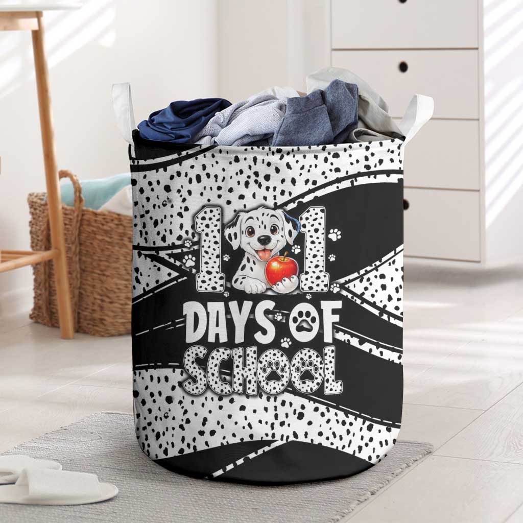 101 Days of School Dalmatian Laundry Basket 100th Days Teacher Girl Boy - Spotted Mono Spiral