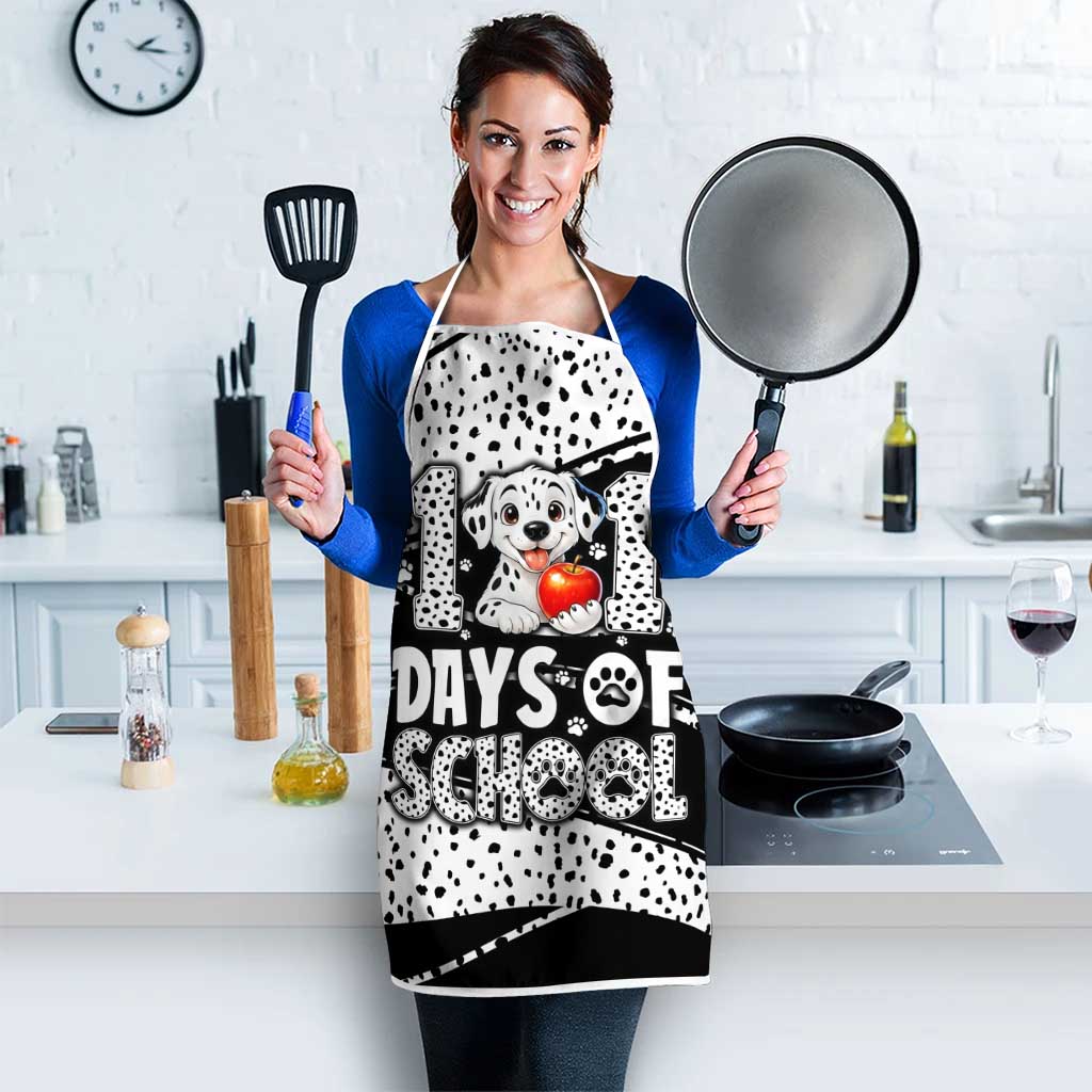 101 Days of School Dalmatian Apron 100th Days Teacher Girl Boy - Spotted Mono Spiral