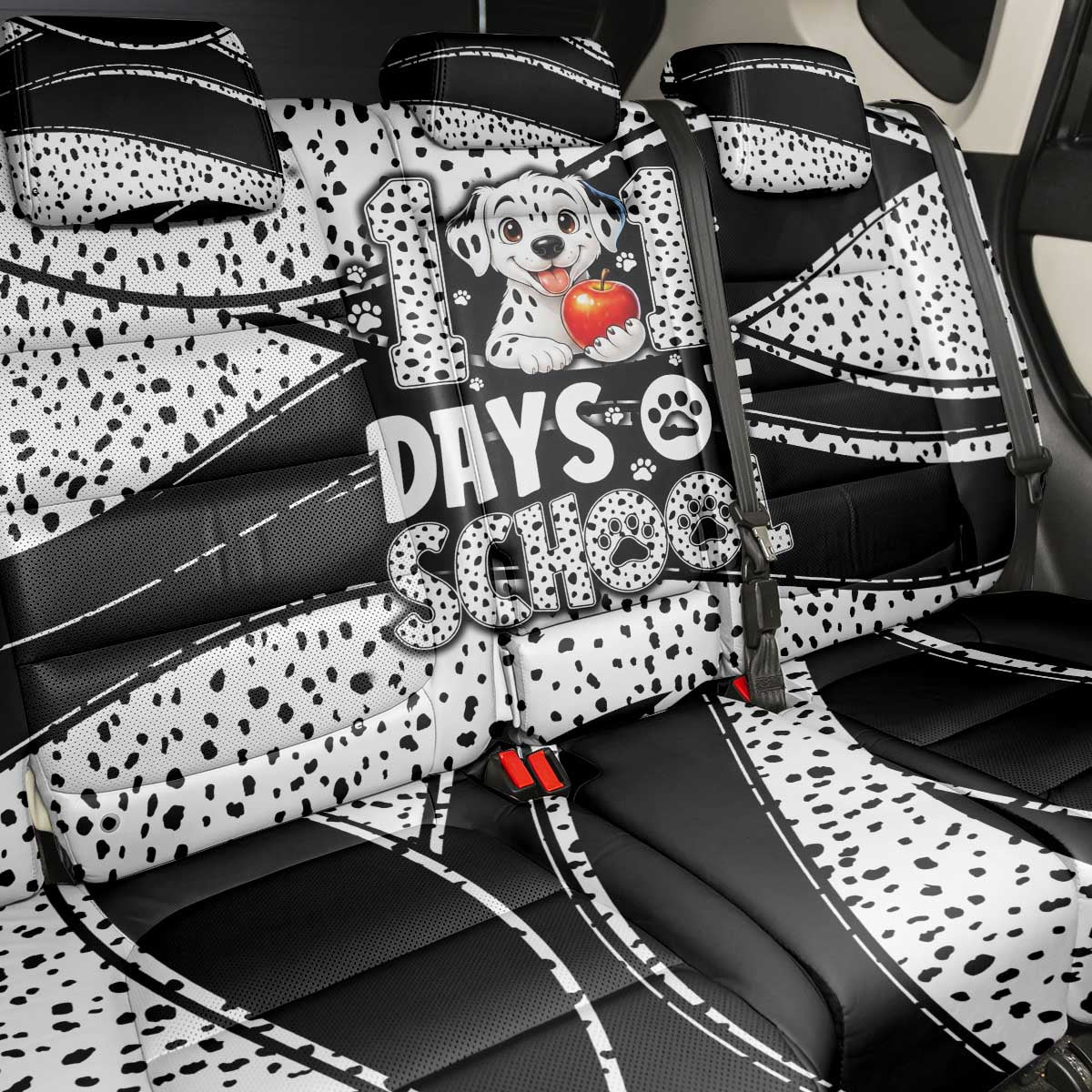 101 Days of School Dalmatian Back Car Seat Cover 100th Days Teacher Girl Boy - Spotted Mono Spiral