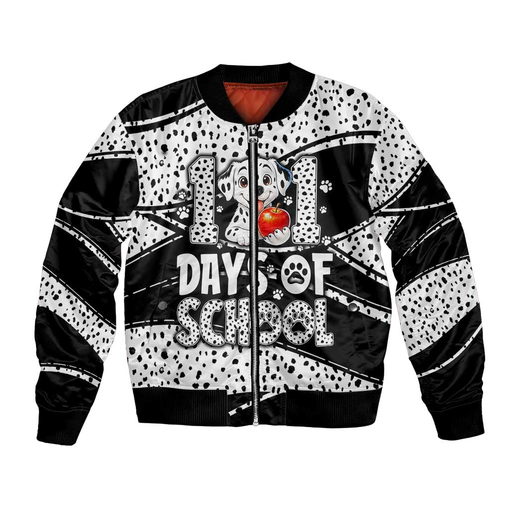 101 Days of School Dalmatian Bomber Jacket 100th Days Teacher Girl Boy - Spotted Mono Spiral