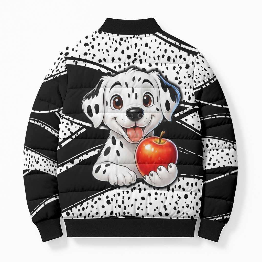 101 Days of School Dalmatian Bomber Puffer Jacket 100th Days Teacher Girl Boy - Spotted Mono Spiral