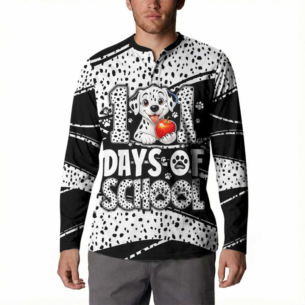 101 Days of School Dalmatian Button Sweatshirt 100th Days Teacher Girl Boy - Spotted Mono Spiral