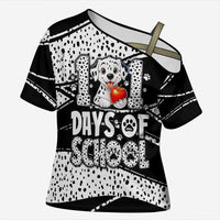 101 Days of School Dalmatian Cross Shoulder Shirt 100th Days Teacher Girl Boy - Spotted Mono Spiral