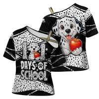 101 Days of School Dalmatian Cross Shoulder Shirt 100th Days Teacher Girl Boy - Spotted Mono Spiral
