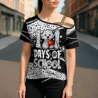 101 Days of School Dalmatian Cross Shoulder Shirt 100th Days Teacher Girl Boy - Spotted Mono Spiral