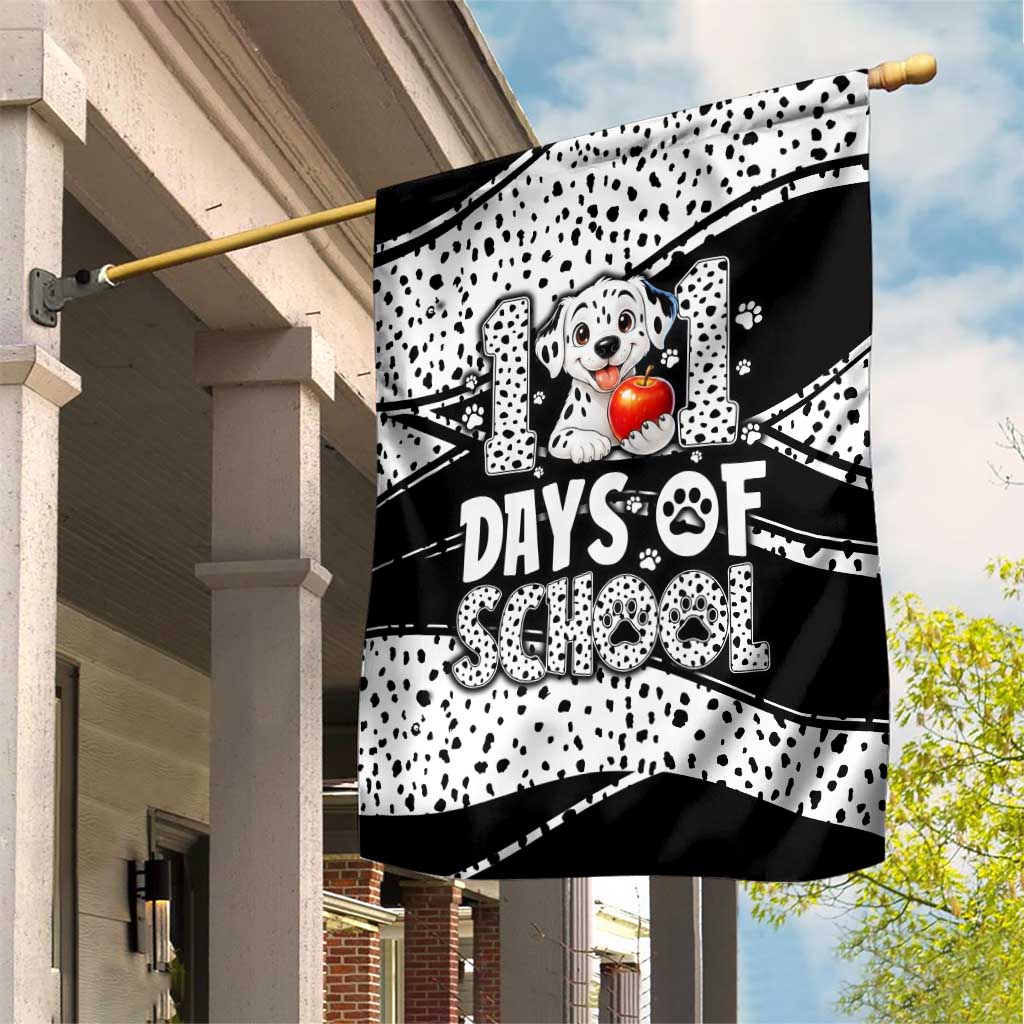 101 Days of School Dalmatian Garden Flag 100th Days Teacher Girl Boy - Spotted Mono Spiral