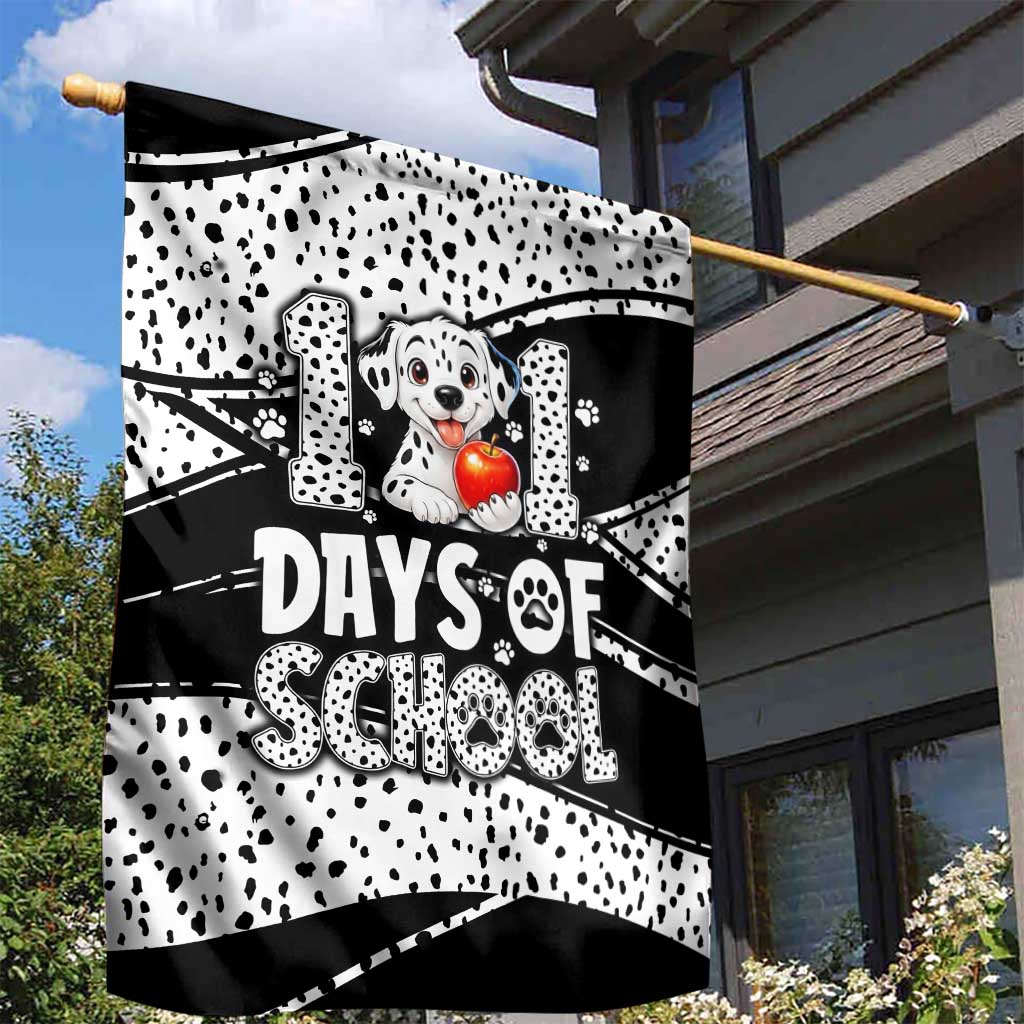 101 Days of School Dalmatian Garden Flag 100th Days Teacher Girl Boy - Spotted Mono Spiral