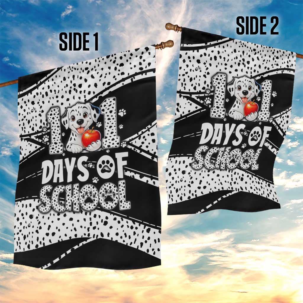 101 Days of School Dalmatian Garden Flag 100th Days Teacher Girl Boy - Spotted Mono Spiral