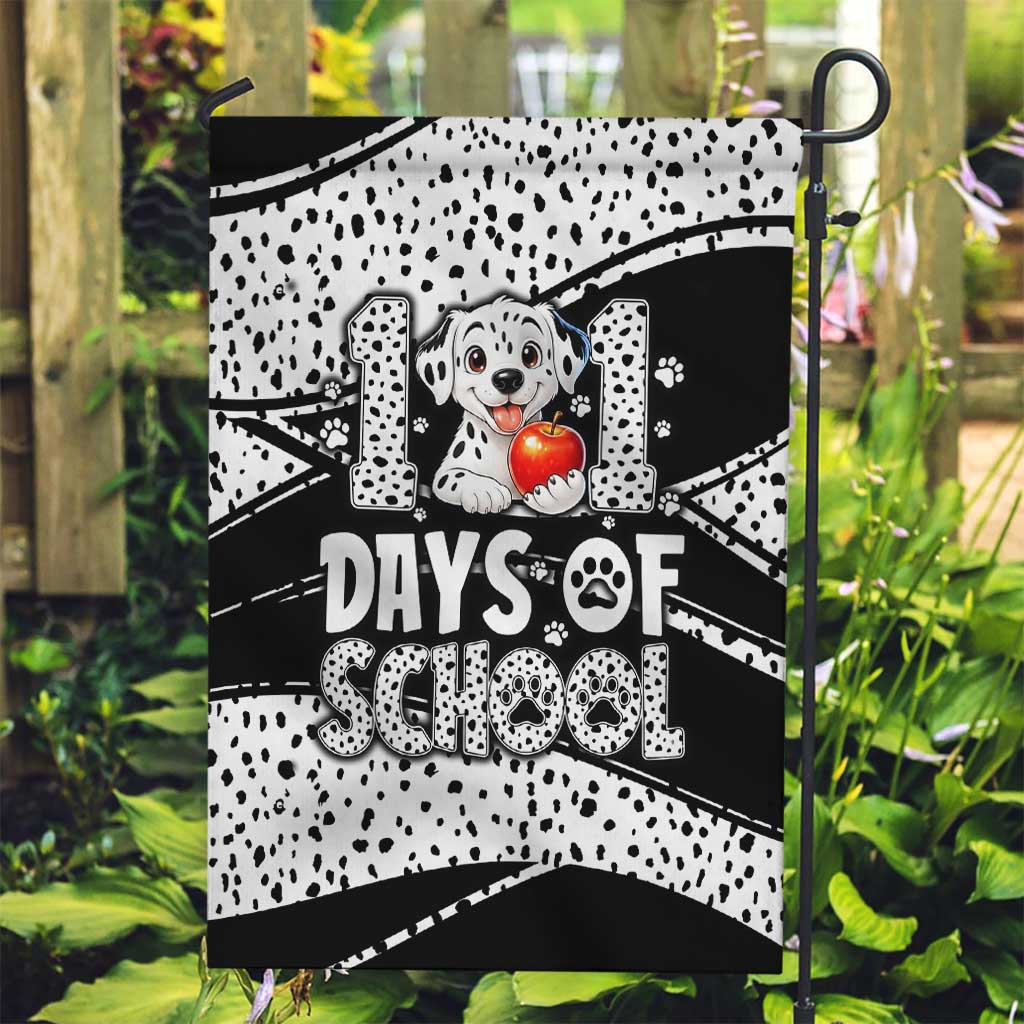 101 Days of School Dalmatian Garden Flag 100th Days Teacher Girl Boy - Spotted Mono Spiral