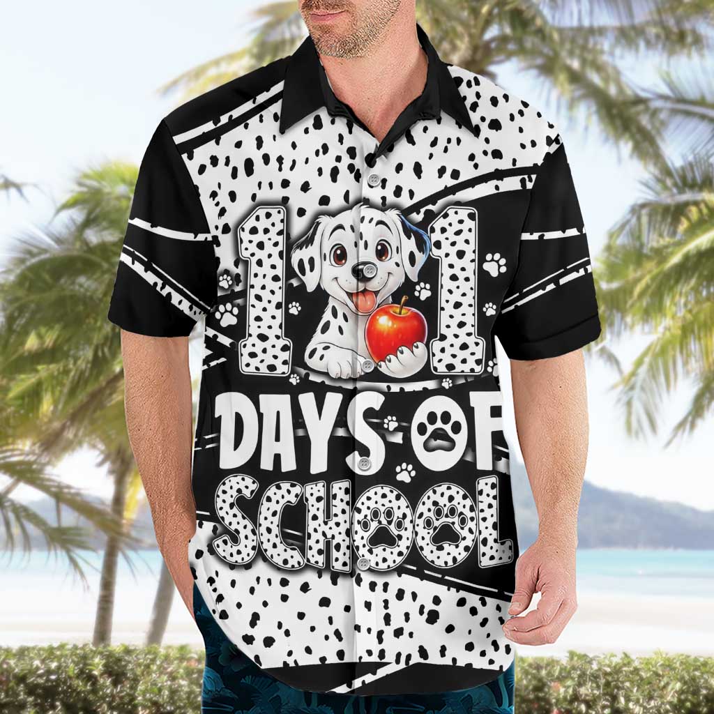 101 Days of School Dalmatian Hawaiian Shirt 100th Days Teacher Girl Boy - Spotted Mono Spiral