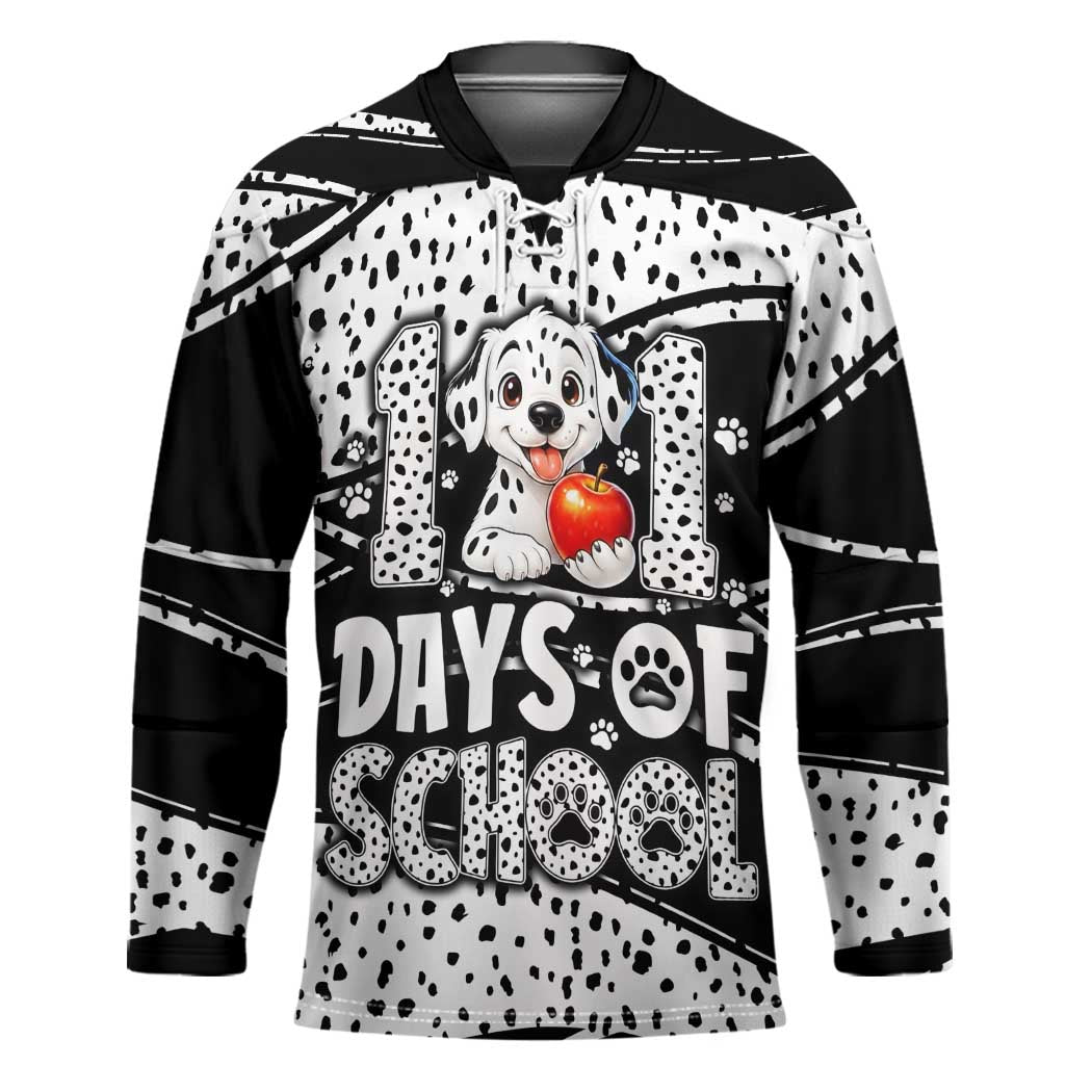 101 Days of School Dalmatian Hockey Jersey 100th Days Teacher Girl Boy - Spotted Mono Spiral