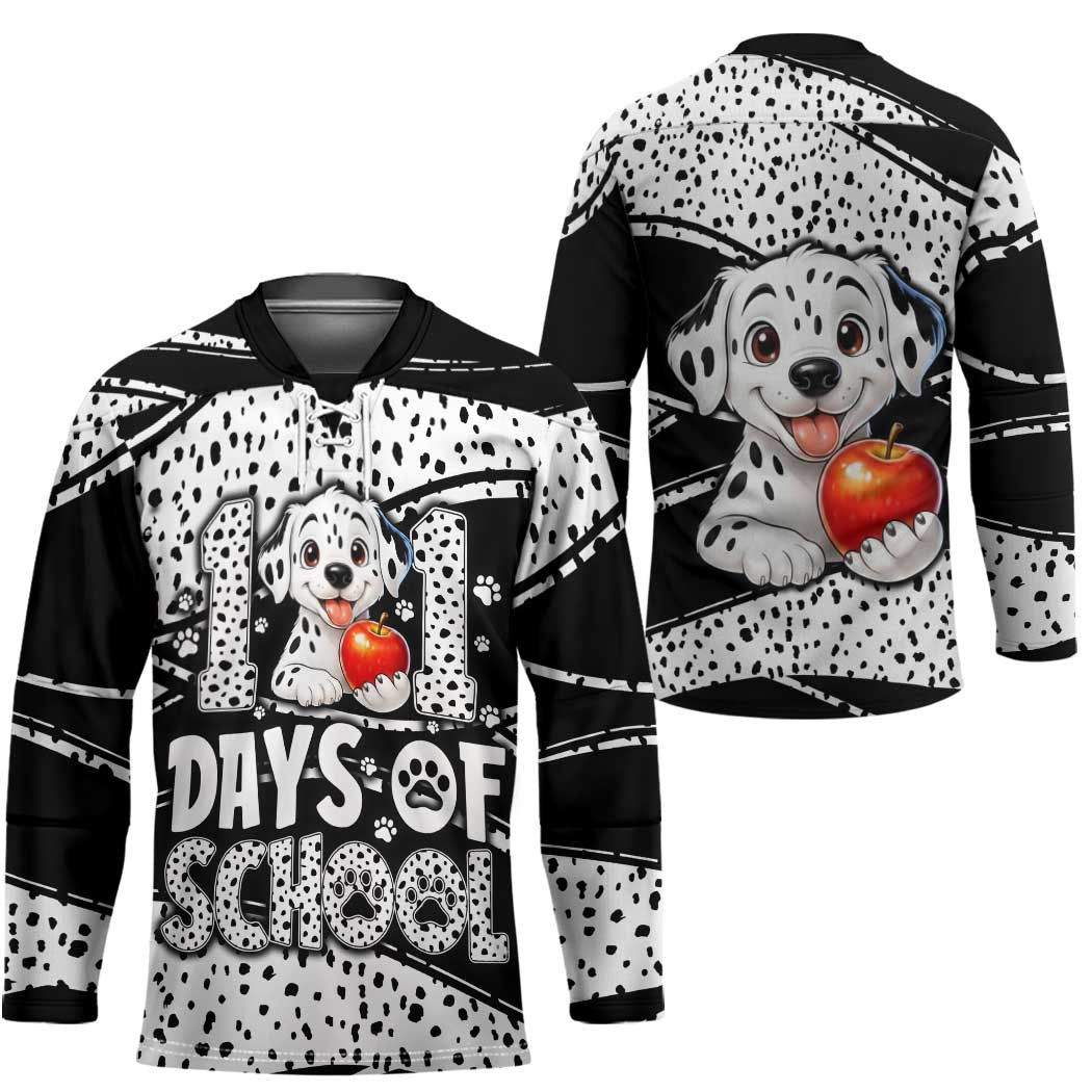 101 Days of School Dalmatian Hockey Jersey 100th Days Teacher Girl Boy - Spotted Mono Spiral