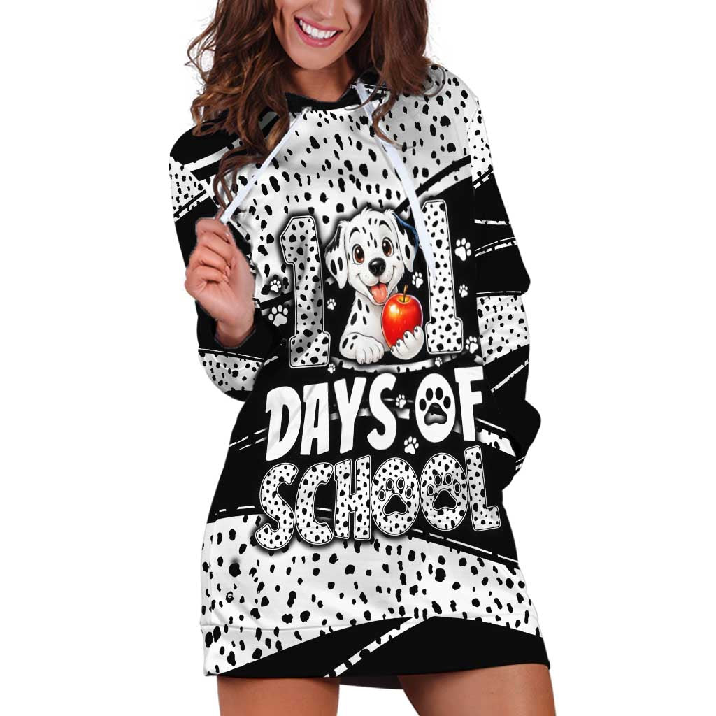 101 Days of School Dalmatian Hoodie Dress 100th Days Teacher Girl Boy - Spotted Mono Spiral