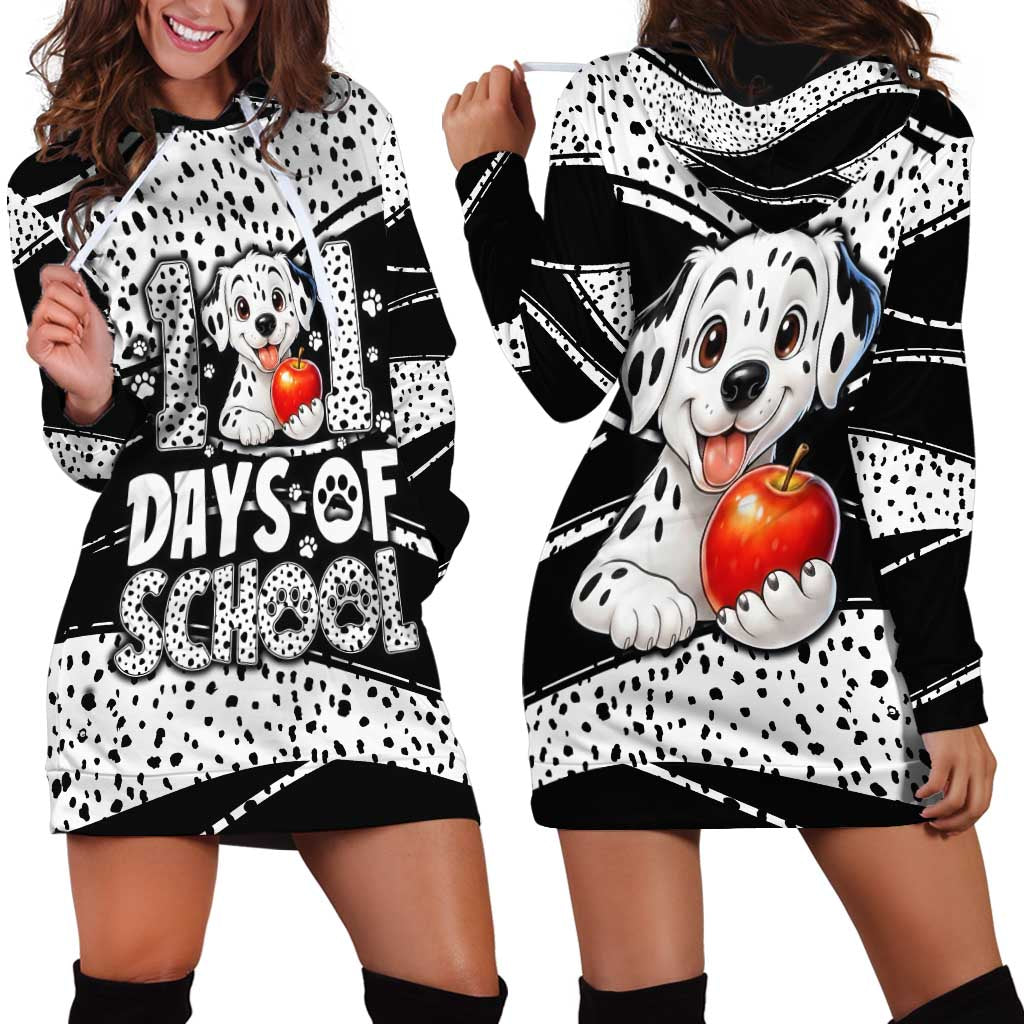 101 Days of School Dalmatian Hoodie Dress 100th Days Teacher Girl Boy - Spotted Mono Spiral