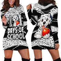 101 Days of School Dalmatian Hoodie Dress 100th Days Teacher Girl Boy - Spotted Mono Spiral