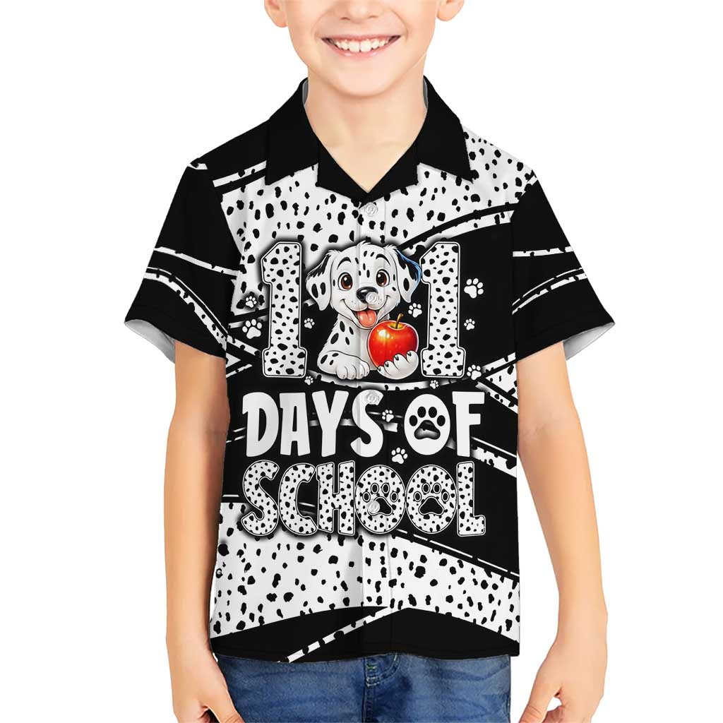 101 Days of School Dalmatian Kid Hawaiian Shirt 100th Days Teacher Girl Boy - Spotted Mono Spiral