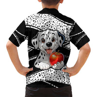 101 Days of School Dalmatian Kid Hawaiian Shirt 100th Days Teacher Girl Boy - Spotted Mono Spiral