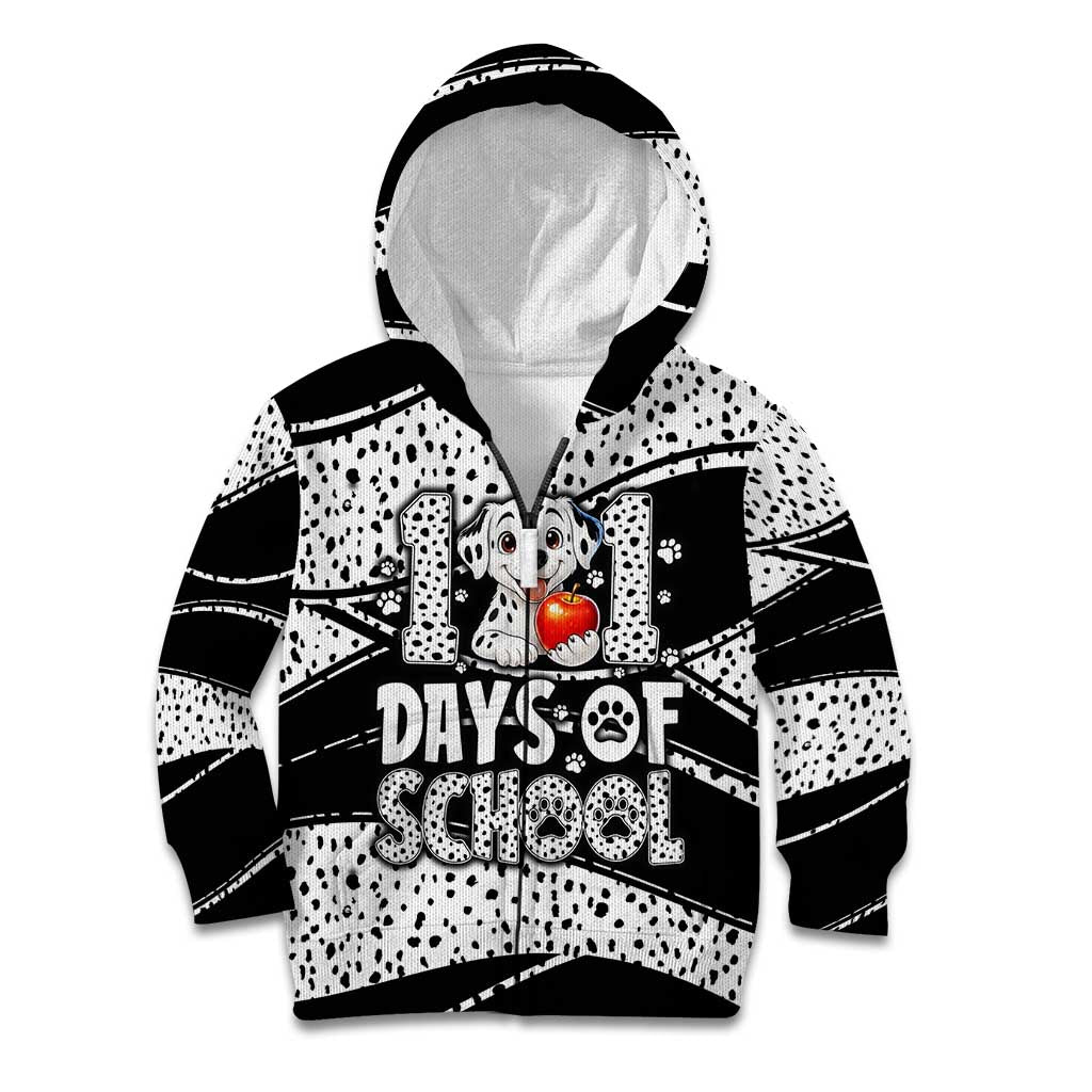 101 Days of School Dalmatian Kid Hoodie 100th Days Teacher Girl Boy - Spotted Mono Spiral