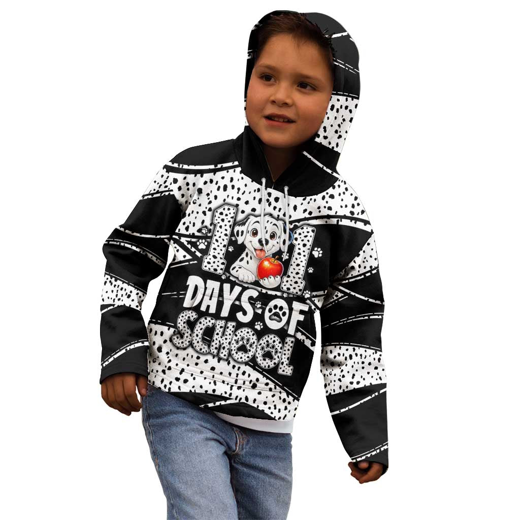 101 Days of School Dalmatian Kid Hoodie 100th Days Teacher Girl Boy - Spotted Mono Spiral